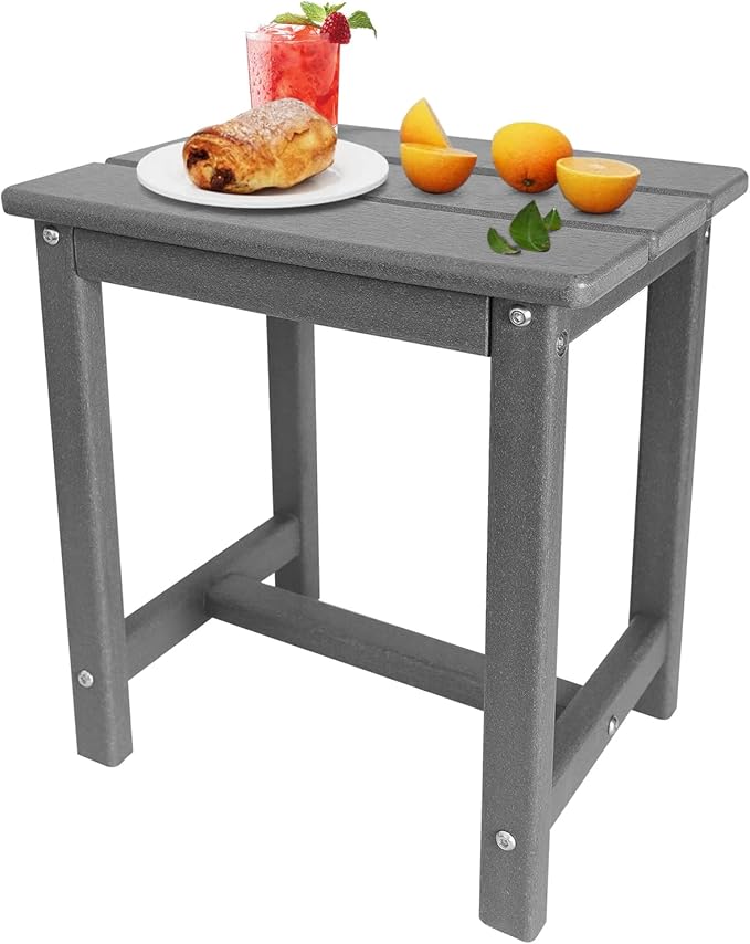 Adirondack Square Side Table,one-Tier Outdoor end Table, Patio Side Table for Pool,Porch,Backyard,Relaxing Companion (Grey) GARDENSTAR