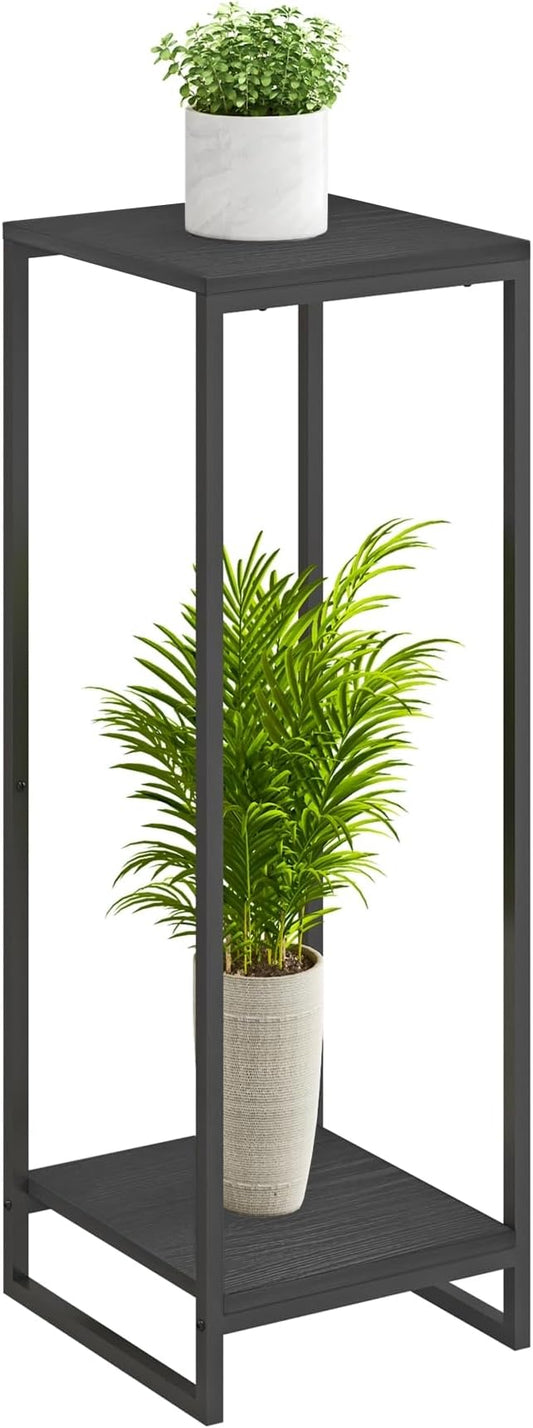 34" Tall Plant Stand Indoor, 2-Tier Modern Plant Shelf, Corner Flower Pot Holder Organizer for Living Room Balcony Patio Garden (Black) GreenLivingSpaces