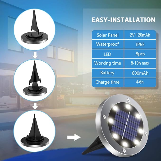 Solar Ground Lights 16 Packs, Garden Solar Outdoor Waterproof Pathway Bright In-Ground Landscape Lights for Patio, Lawn, Yard, Driveway, Step and Walkway White Light OULONGER