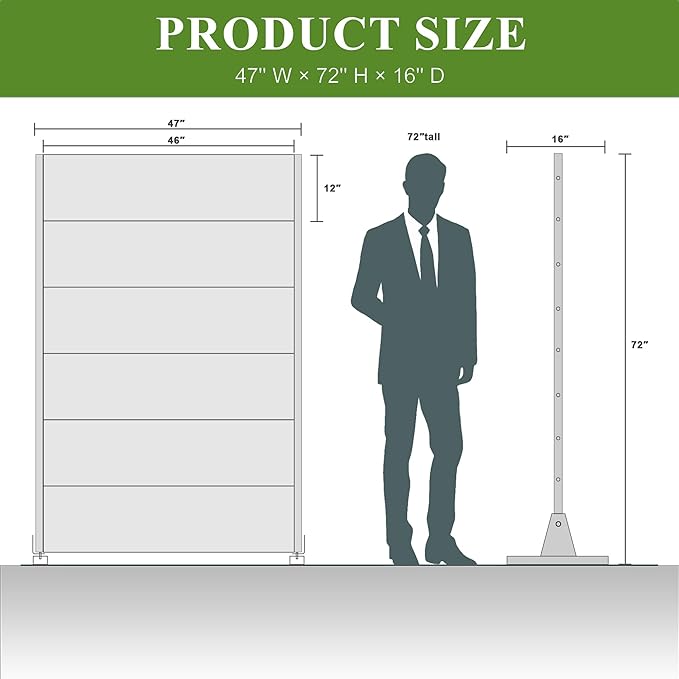 Casaphoria Metal Privacy Screen Outdoor, 72" H x 47" W Freestanding Decorative Privacy Screen for Patio Deck Balcony Garden with Stable Base, Green-Helen Casaphoria
