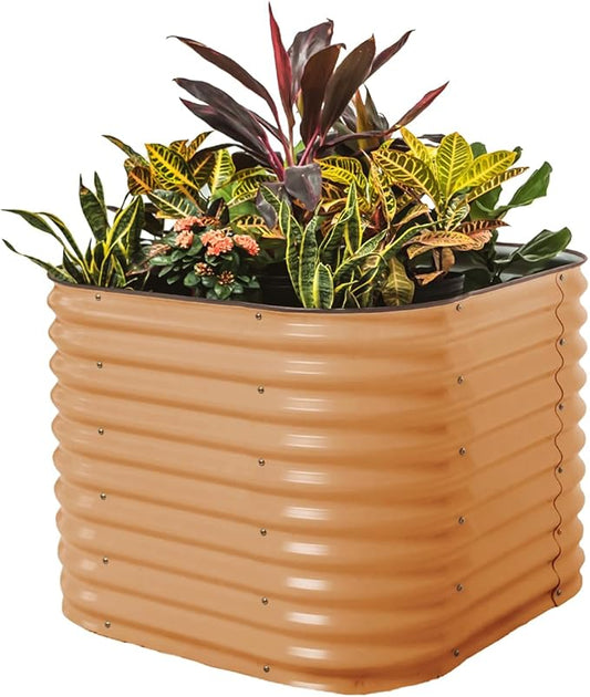 32" Extra Tall Raised Garden Bed Kits, 3.5 x 3.5 x 2.7ft Raised Planter Box Outdoor, 2 x 5 x 2.7ft Deep Root 4 in 1 Modular Metal Raised Beds for Gardening Vegetables Flowers Fruits - Terra Cotta VegoGarden