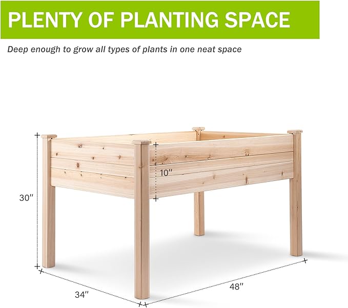 Backyard Expressions 48"x34" Raised Garden Bed - Elevated Wood Planter Box for Healthy Plant Growth, 440 lb Capacity - Natural Color BackyardExpressions