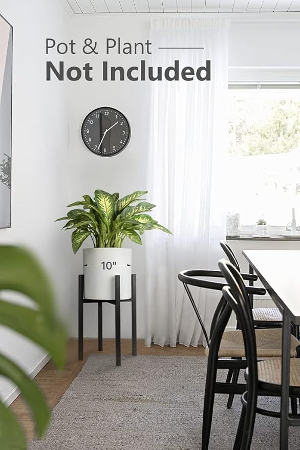 Mkono Plant Stand - EXCLUDING Plant Pot, Mid Century Modern Tall Metal Stand Indoor Flower Potted Holder, Display Rack, Fits Up to 10 Inch Planter, Black Mkono