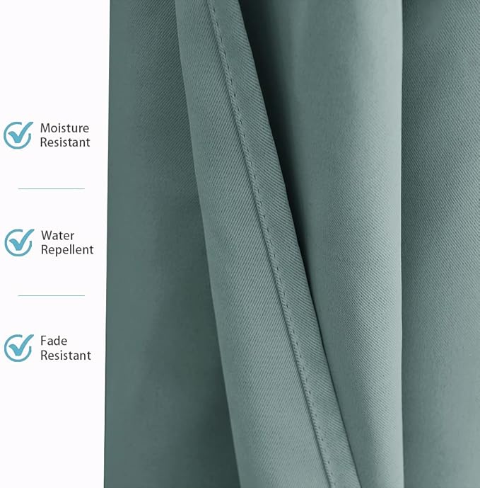 RYB HOME Outdoor Curtains for Patio, Waterproof Blackout UV Protection Outside Decor for Porch Swimming Pool Hut Garden Pavilion Pop Up Tent Pergola Balcony, W 52 x L 84, 1 Panel, Greyish Blue RYBHOME