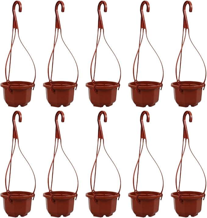 YARNOW 10 Pack Plastic Hanging Planters with Drainage Holes & Chains, 3.5 Inch Hanging Pots for Plants Indoor Balcony Garden Patio YARNOW