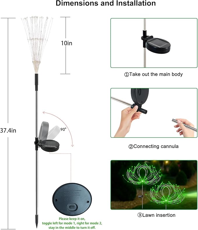 Solar Garden Lights Outdoor Waterproof, 2 Pack 120 LED Solar Firework Lights Decorative Garden Décor Outside for Flowerbed Pathway Party Christmas Decoration, Green Slyuexu
