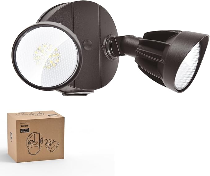 Philips 44W 3500LM ‌LED Security Flood Light‌ ‌Outdoor‌，Switch Controlled Aluminum ‌Security Light‌, 2 Adjustable Heads，5000K Daylight，Wet Location for Patio, Garden, Yard Lights PhilipsLightingLED