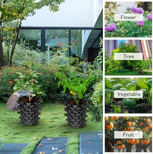 1 Gallon Air Pruning Containers, New Plastic Nursery Pots, Fruit Vegetable Garden Self-Planting Pots, Black (1G-10P) RooTrimmer