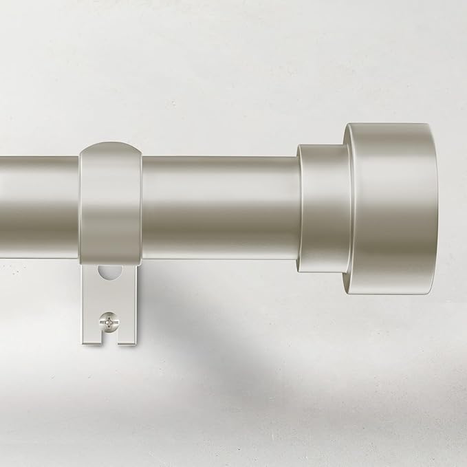 Curtain Rods for Windows 72 to 144, 1 Inch Adjustable Heavy Duty Long Window Drapery Rods with End Caps, Indoor Outdoor Curtain Rod for Patio Bedroom, Size 32" - 150", Brushed Nickel TimeForest