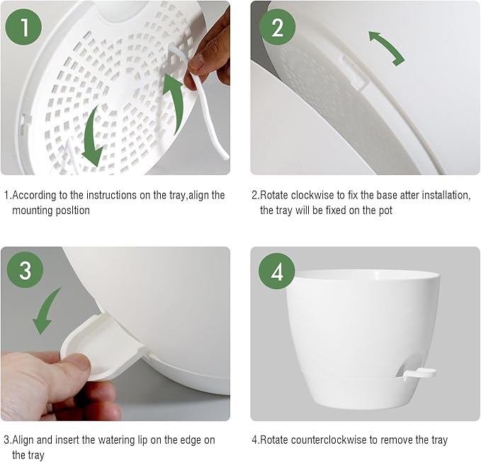 12inch 2Pack Large Self Watering Planters, Plastic Plant Pots with 60oZ Removable Deep Reservoir and Multi Mesh Drainage Holes for Indoor Outdoor Garden Plants and Flowers, White UOUZ