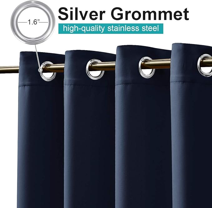 NICETOWN Outdoor Curtain for Patio Waterproof Extra Wide 100", Blackout Vertical Blinds Thermal Insulated Stainless Steer Grommet Indoor Outdoor Divider for Public Space, Navy Blue, 1 Piece, 84" L NICETOWN