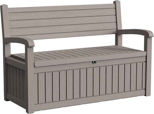DRATO 75 Gallon Storage Bench Deck Box Outdoor Indoor,Lockable Durable All-Weather Seating with Hidden Storage,Deck Storage for Garden, Pool, Patio DRATOprovidesawarmandcozy