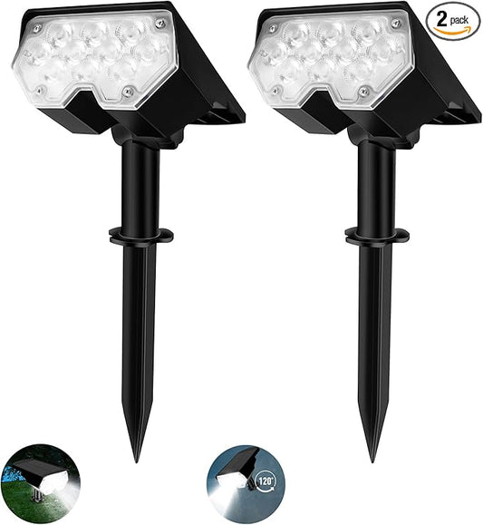 All-New Solar Spot Lights Outdoor Waterproof，20 LEDs Solar Flag Light with 2 Modes,Landscape Spotlights for Pathway, Patio, Garden, Trees,Flag,Pool (2 Pack,White Light) FOSUNKER