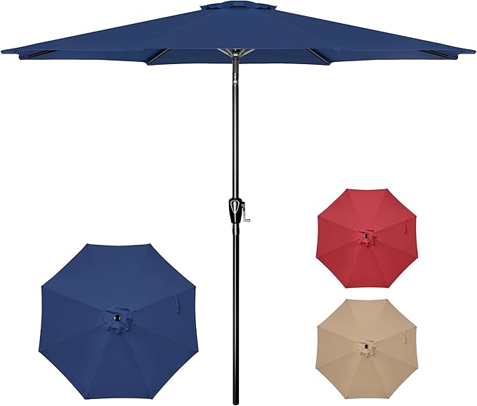 Simple Deluxe 9' Patio Umbrella Outdoor Table Market Yard Umbrella with Push Button Tilt/Crank SimpleDeluxe