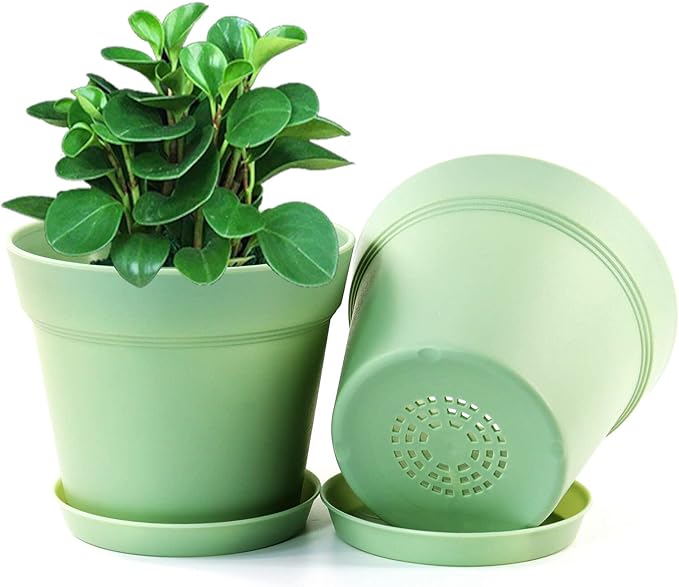 WOUSIWER 16 Pack 6 inch Plastic Planters, Indoor Flower Pots, Heavy Duty and Stylish 6 Inch Plant Pots for Indoor Plants with Drainage Holes and Tray for Plants, Flowers, Colorful WOUSIWER