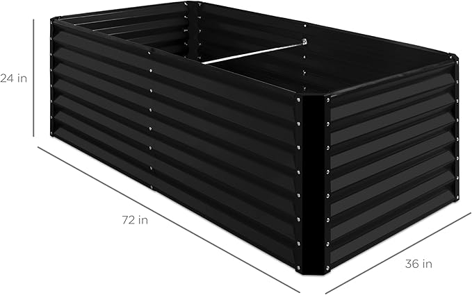 Best Choice Products 6x3x2ft Outdoor Metal Raised Garden Bed, Deep Root Box Planter for Vegetables, Flowers, Herbs, 269 Gallon Capacity, 100% Non Toxic Materials - Black BestChoiceProducts