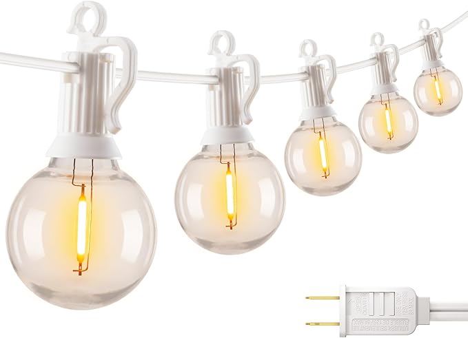Brightown 69 Feet LED Outdoor String Lights with Shatterproof G40 Edison Bulbs, Connectable and Weatherproof Strand, Commercial Grade Patio Lights for Backyard Garden Patio Decorative, White Brightown