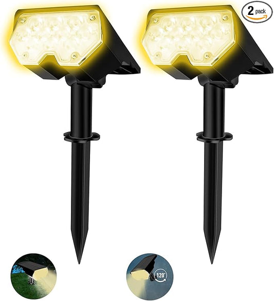 All-New Solar Spot Lights Outdoor Waterproof，20 LEDs Solar Flag Light with 2 Modes,Landscape Spotlights for Pathway, Patio, Garden, Trees ，Pool(2 Pack,Warm Light) FOSUNKER