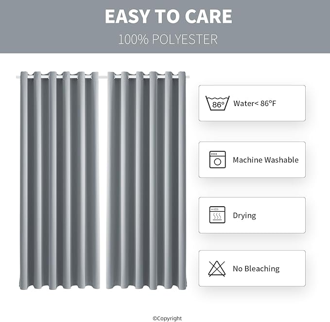 DIVA EN CAMINO DEC Outdoor Patio Curtain Waterproof Darkening Thermal Insulated Indoor Curtains for Bedroom, Porch, Living Room, Pergola, Cabana, W84 x L108, Light Gray, Set of 2 Panels DivaenCamino