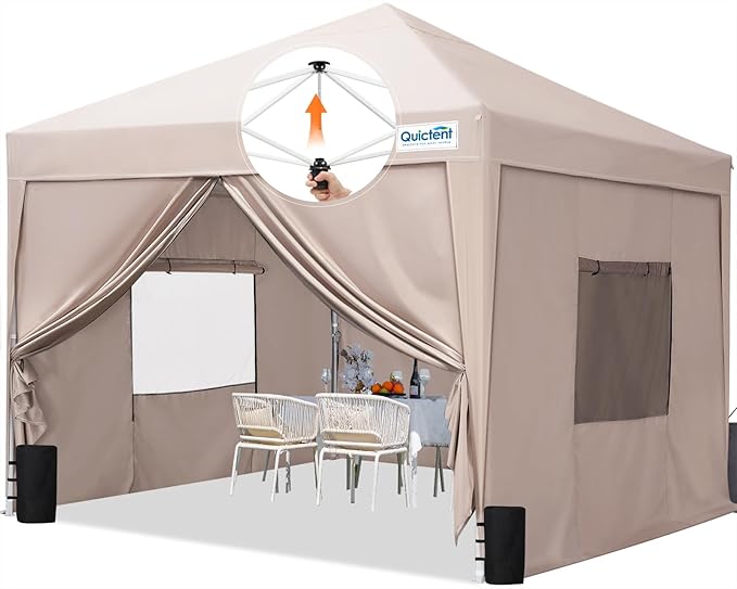 Quictent Privacy 6.6x6.6 Pop up Canopy Tent with Sidewalls and Roll-up Ventilated Windows, One Person Easy Setup, Outdoor Commercial Gazebo Shelter Enclosed Waterproof, Bonus 4 Sandbags QUICTENT