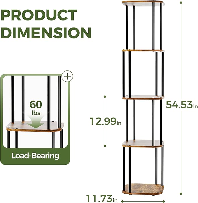 Bamworld Tall Plant Stand Indoor, Corner Plant Shelf for Multiple Plants, 5 Tier Metal Flower Pot Stands for Patio Garden Balcony Living Room Bedroom Bamworld