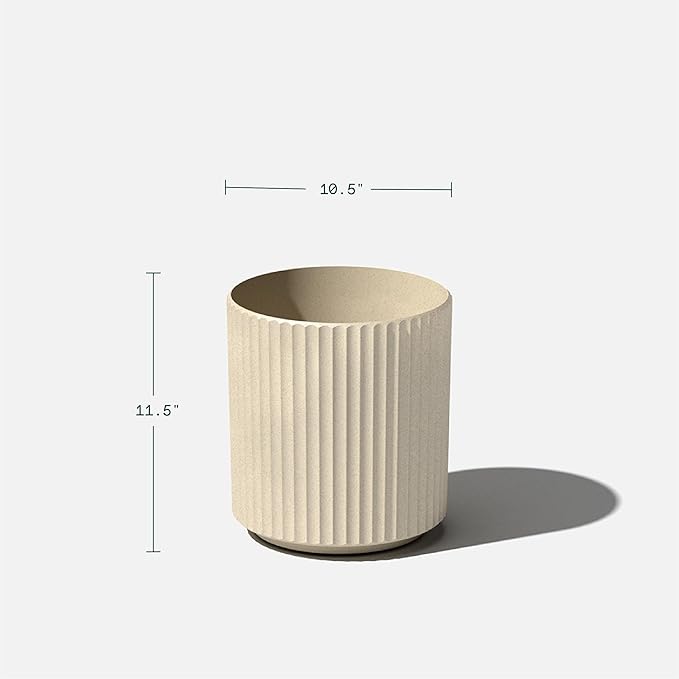 Veradek Demi Series Round Planter for Porch, Patio, Backyard | Durable Plastic-Stone Composite Material | Modern Décor for Tall Plants, Flowers VeradekOutdoor