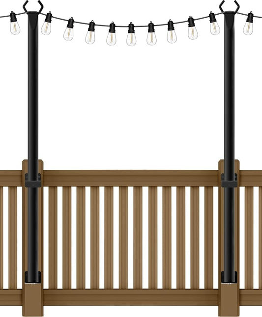 AILBTON 2 Pack 5Ft String Light Poles,Light Poles for Outside String Lights,Outdoor Light Poles with Fork,Metal Pole Stand for Patio,Backyard,Deck AILBTON