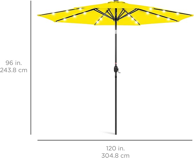 Best Choice Products 10ft Solar Polyester LED Lighted Patio Umbrella w/Tilt Adjustment and UV-Resistant Fabric BestChoiceProducts