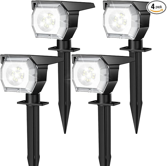 EIUIO Solar Outdoor Lights, 3 Lighting Modes Solar Spot Lights Outdoor with Auto On/Off, Waterproof Landscape Lighting for Garden Yard Pathway, 4 Pack(Cool White) Lightupyourlife