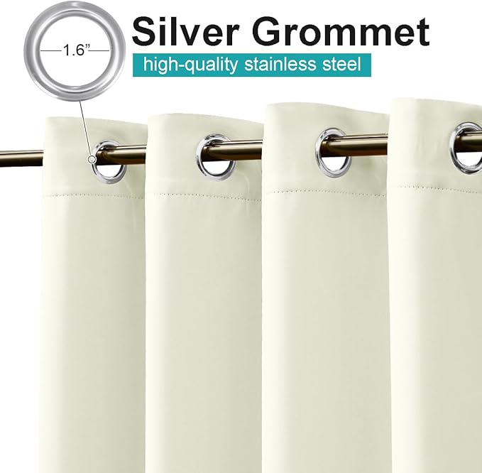 NICETOWN Fade Resistant Outdoor Curtains for Patio Waterproof 2 Panels, UV Protection Grade 4 Lightfastness Fade-Proof & Blackout Drapes for Deck, Porch, Gazebo, Light Beige, W52 x L96 Each Panel NICETOWN