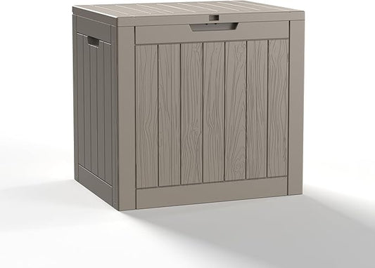 32 Gallon Outdoor Storage Box - Deck Box Container for Patio, Pool, and Garden-Waterproof and UV Resistant Resin,Lockable (Grey) MAIUSCOLI