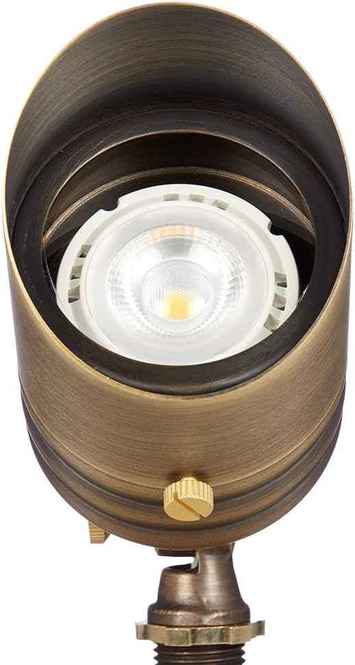 VOLT Fat Boy 12V Brass Outdoor Spotlight (Bronze) for Low Voltage Landscape Lighting of Yard, Lawn, Garden, Patio, Trees & House VOLT