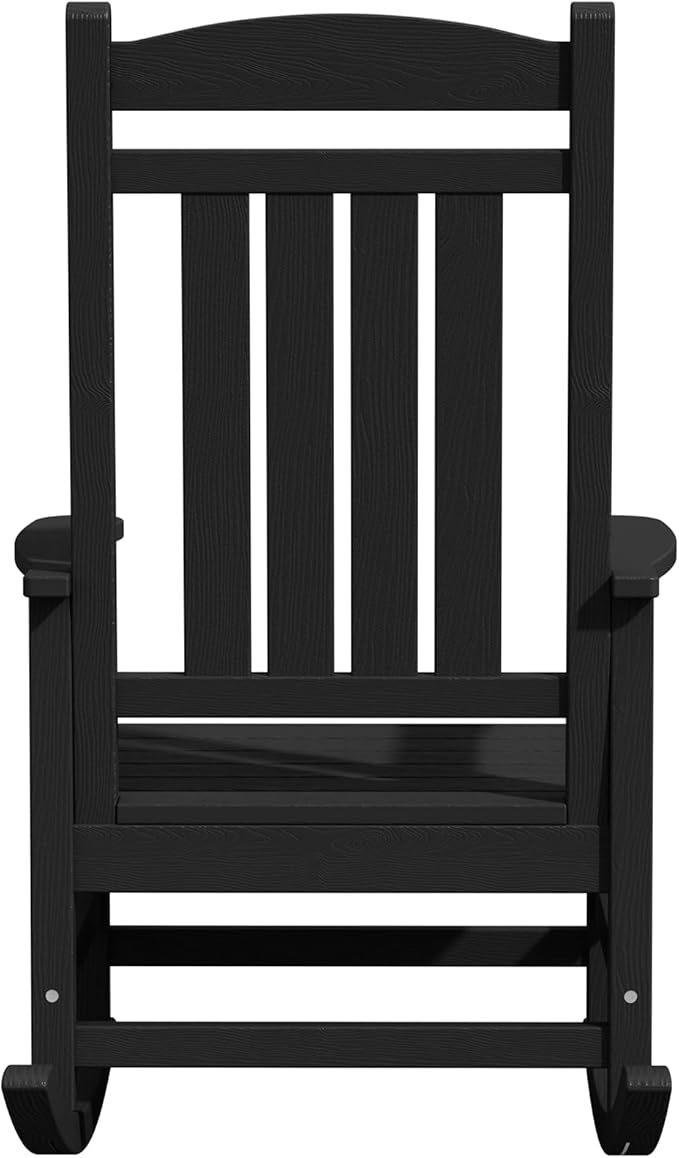 KINGYES Outdoor Rocking Chair Set of 2, High Density Polyethylene Patio Rocking Chairs with 330lbs Support for Adults, Black KINGYES