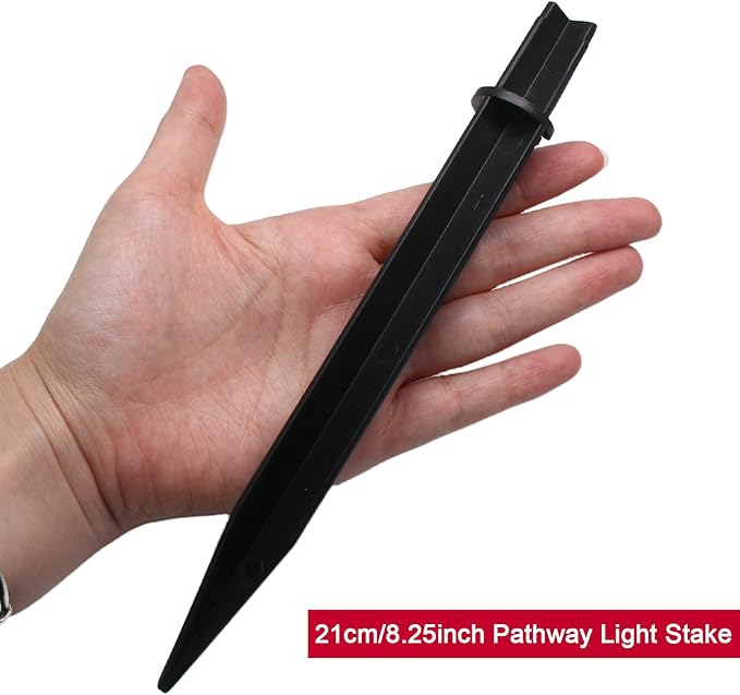 Biaungdo 8 Pcs Ground Spike, 8.25 Inch Black Reinforced Plastic Ground Spikes ABS Lights Replacement Stakes Yard Stakes for Solar Pathway Torch Garden Lights Biaungdo