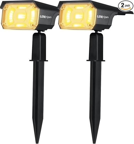 40 LEDs Spotlights,IP65 Waterproof Solar Powered Landscape Spotlights 2-in-1 Wall Light, Outdoor Landscaping Lights Auto On/Off for Yard Garden 2Pack Warm-White LEREKAM