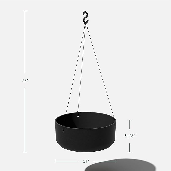 Veradek Mason Series Hanging Kona Planter - Round Planter for Outdoor Balcony/Patio | Made from Plastic-Stone Composite with Hanging Attachment | Modern Décor for, Flowers, Succulents, Small Plants VeradekOutdoor