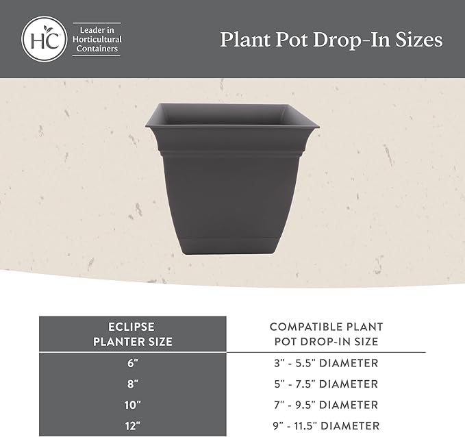 The HC Companies 12 Inch Eclipse Square Planter Pots w/Drainage Holes & Attached Saucer, Lightweight UV-Resistant Plastic Indoor Outdoor Planters, 2-Pack Flower Pots, Garden Home Decor, Peridot Green TheHCCompanies