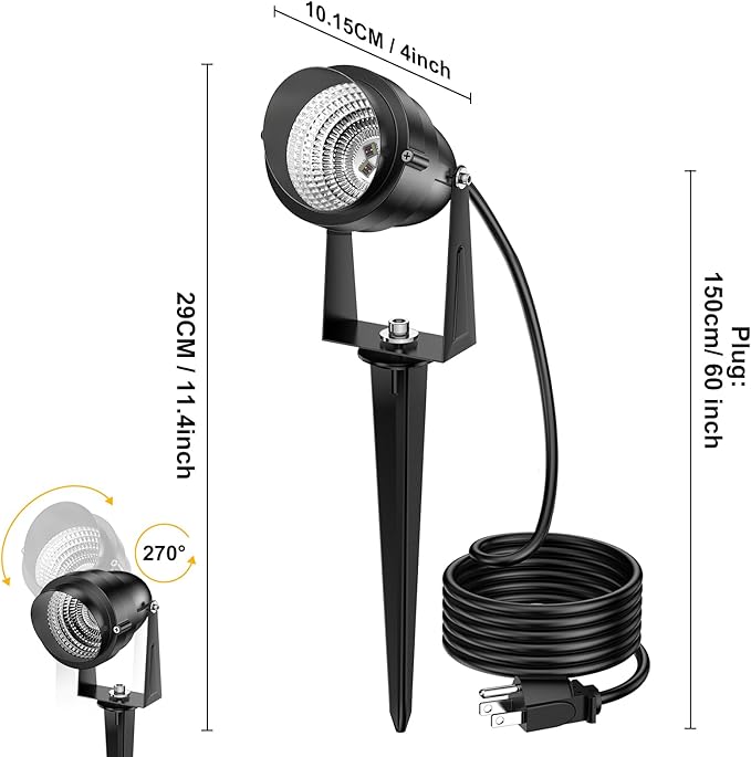 1500LM LED High Brightness Outdoor Landscape Lighting 15W RGBCW Color Changing Landscape Lights Remote Control Spot-Lights with Plug in IP66 Waterproof Flood Light for Garden - 4 Pack LEACOCO