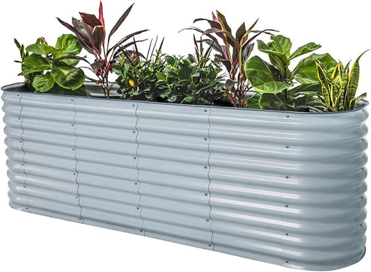 32" Extra Tall Raised Garden Bed Kits, 2 x 8 x 2.7ft Raised Planter Box Outdoor, 3.5 x 6.5 x 2.7ft Deep Root 9 in 1 Modular Metal Raised Beds for Gardening Vegetables Flowers Fruits - Sky Blue VegoGarden