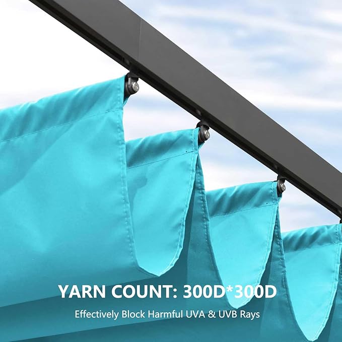 Pergola Shade Cover Replacement Canopy Top Compatible with 10 X 10 ft 6-Bar Pergola Frames - Turquoise Blue (Canopy Size 116" W x 95" L, Canopy Top Only) Rootora