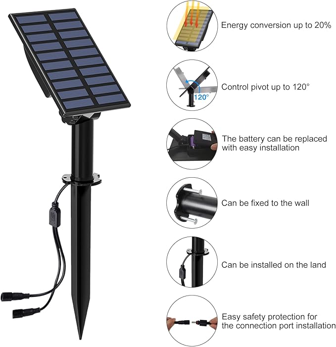 T-SUN Solar Spotlights Outdoor Waterproof, 2-in-1 Solar Landscape Spotlights LED Garden Spot Lights for Yard Tree Garden Pond Pool Area (White) T-SUN