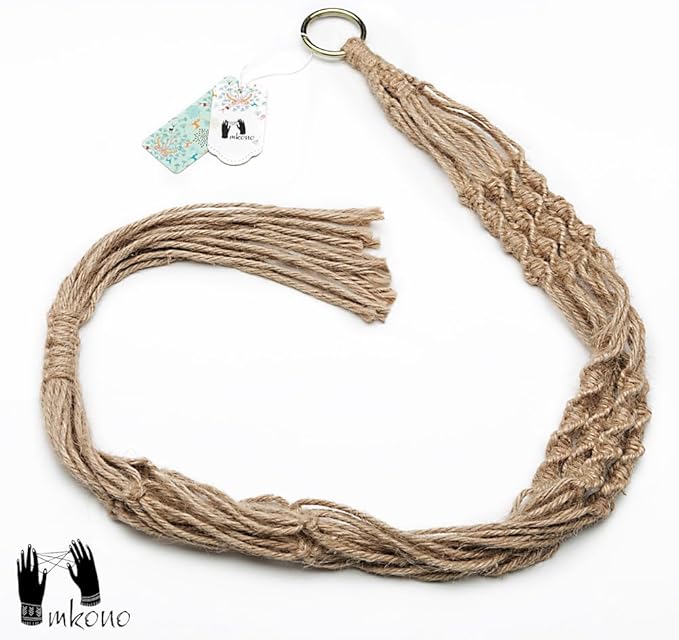 Mkono 2 Pack Macrame Plant Hangers Indoor Hanging Planter Basket Decorative Flower Pot Holder Jute Rope for Indoor Outdoor Home Decor 4 Legs 40 Inch, Brown Mkono