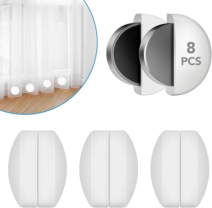 8 Pcs Shower Curtain Weights, Silicone Wrapped Heavy Duty Shower Curtain Magnets, Curtain Weights Heavy Outdoor, Prevent Curtain Liner from Blowing Around, Work for Drapery, Flag, Tablecloth(4 Pairs) YixangDD