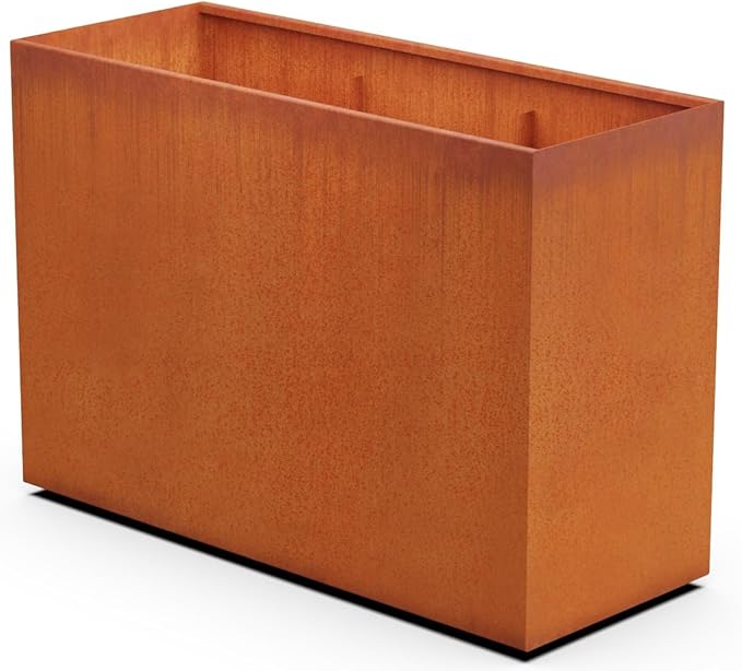 Plantercraft Large Rectangular Planters for Outdoor Plants – 60x24x42 Corten Steel Planter Box for Privacy Screen & Patio | Extra Large Outdoor Planters, Modern Metal Planter Plantercraft