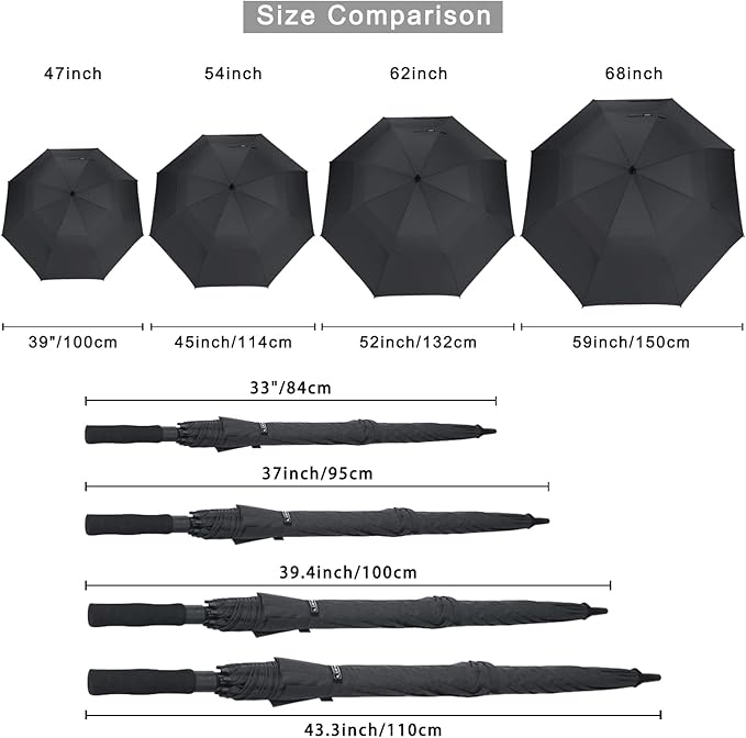 G4Free 47/54/62/68/72 Inch Automatic Open Golf Umbrella Oversize Extra Large Double Canopy Vented Windproof Waterproof Stick Umbrellas G4Free