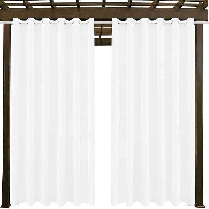 Water Proof Outside Curtains with Grommet Top for Porch, W84 x L84 Thermal Insulated Washable Light Block Outdoor Divider Drapes for Patio Gazebo Deck Pool Area Pergola Cabana (2 Panels) DivaenCamino