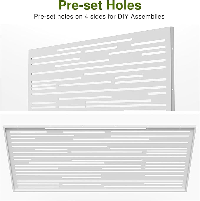 Casaphoria 72" H x 35" W Metal Outdoor Privacy Screen, Freestanding Decorative Divider for Patio, Deck, Balcony, and Garden with Stable Base, White-Godfre Casaphoria