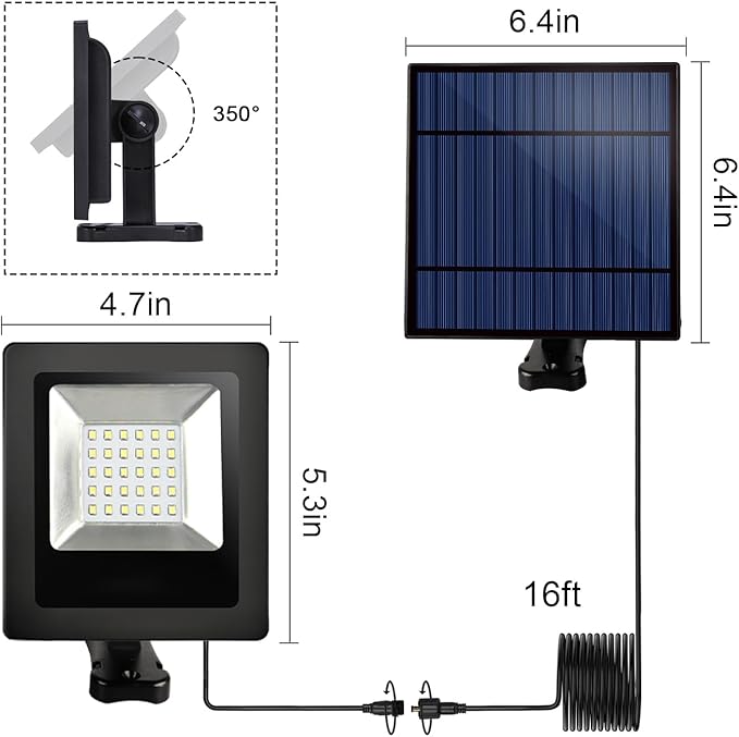 Solar Lights Outdoor Dusk to Dawn 4400mAh Solar Flood Lights Waterproof LED 3000K Spot Light for Yard, Street, Porch, Outside, Landscape Lighting, Warm White OusamLED