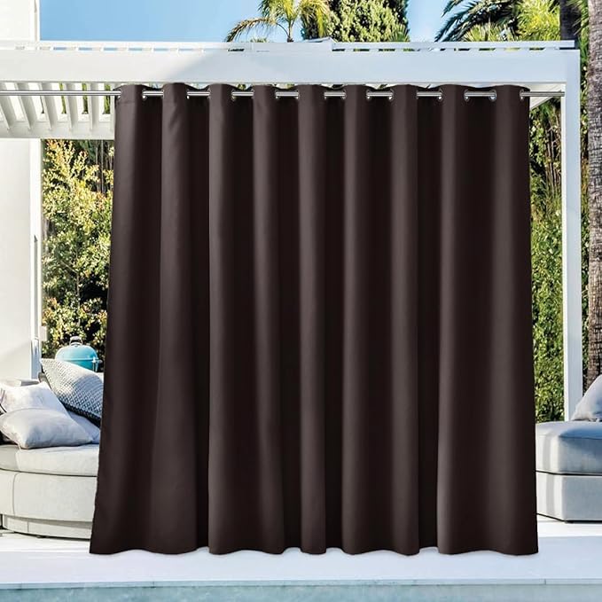 NICETOWN Outdoor Curtainch for Patio Waterproof 140 inch Wide, Rustproof Grommet Thermal Insulated UV Blocking Cabana Curtainch & Drape, Privacy Safe Shade for Pergola, Natural, 1 PC, 95-Inch Long NICETOWN
