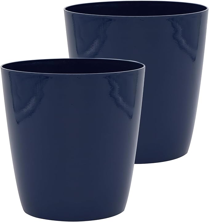 The HC Companies Aria Round Self-Watering Pot - Lightweight Plastic Planter for Herbs & More - Durable Plant Pots for Indoor Plants & Outdoor Plants (8" Sapphire Blue, Pack of 2) TheHCCompanies